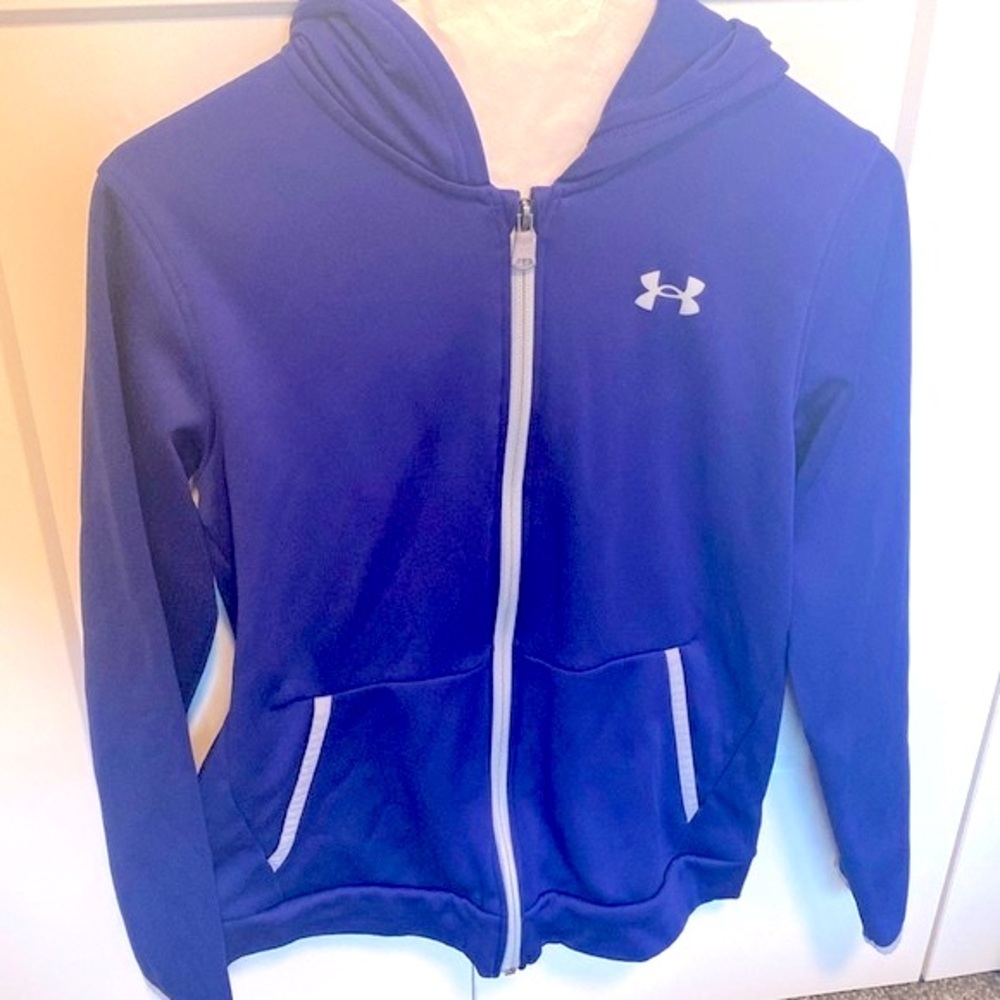 ❌SOLD❌ EUC [Under Armour] Long-Sleeve Full Zip Hooded Sweatshirt Youth L - Picture 2 of 7